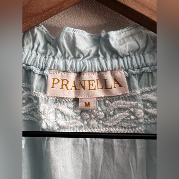Pranella Amar Sky blue white Embroidered Tiered Dress lightweight ruffle sienna - Picture 5 of 8